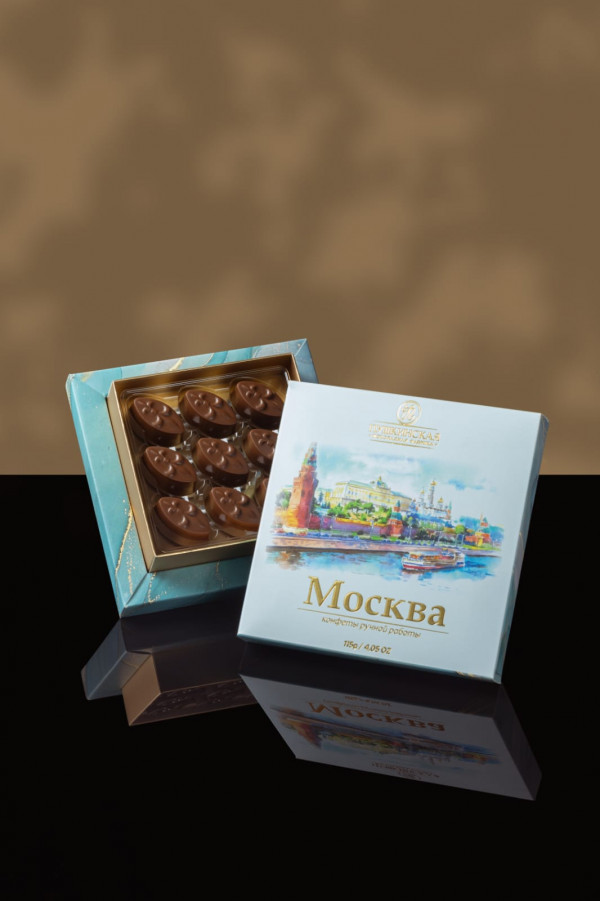 №1 Пушкинская фабрика Конфеты Миндаль (Москва), 115г(голубая коробка) в Белгороде